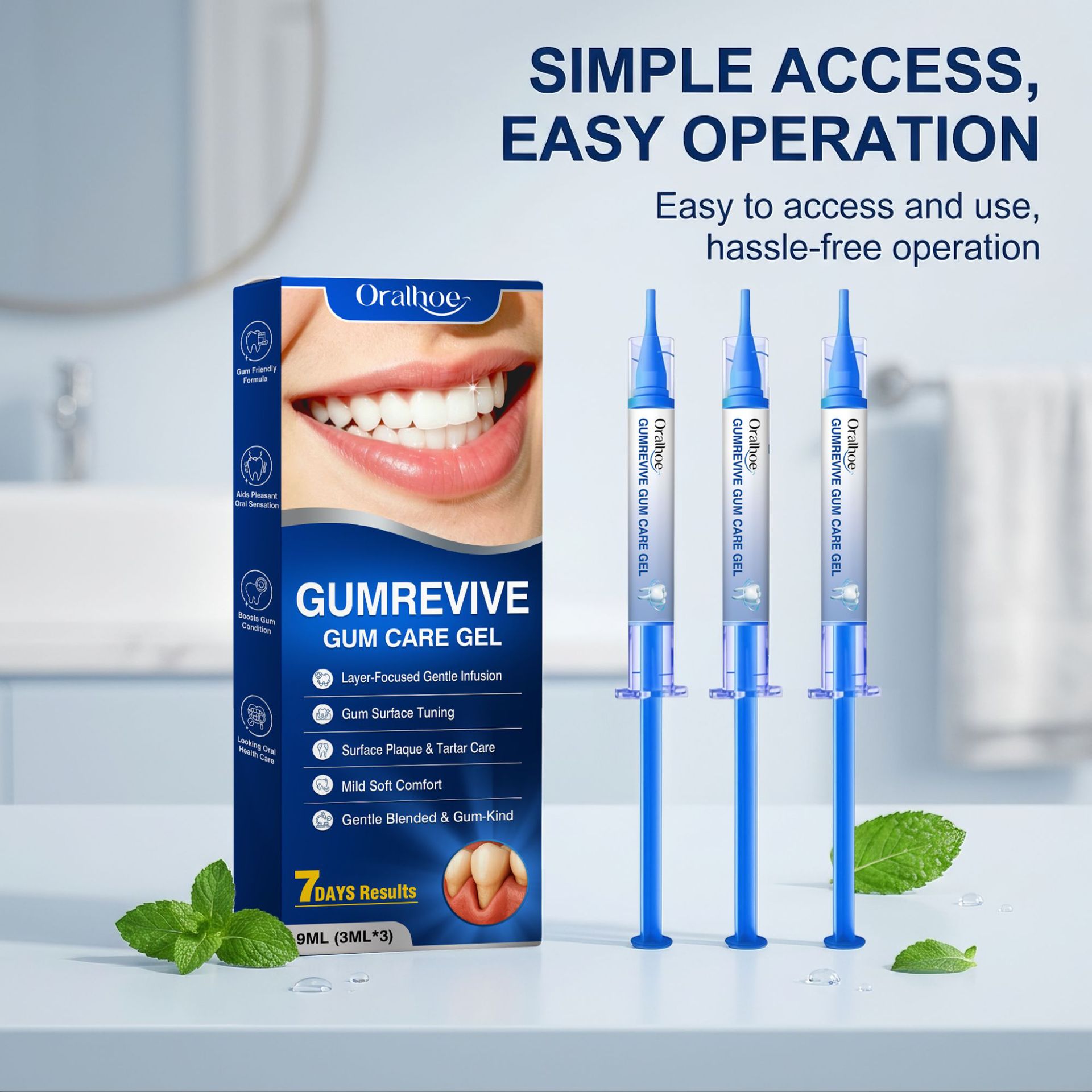 Teeth Whitening Kit - オーラルケアジェル 3個入り歯茎洗浄シリンジキット、毎日の家庭用に適した優しい歯と歯茎の衛生ジェル 9ml