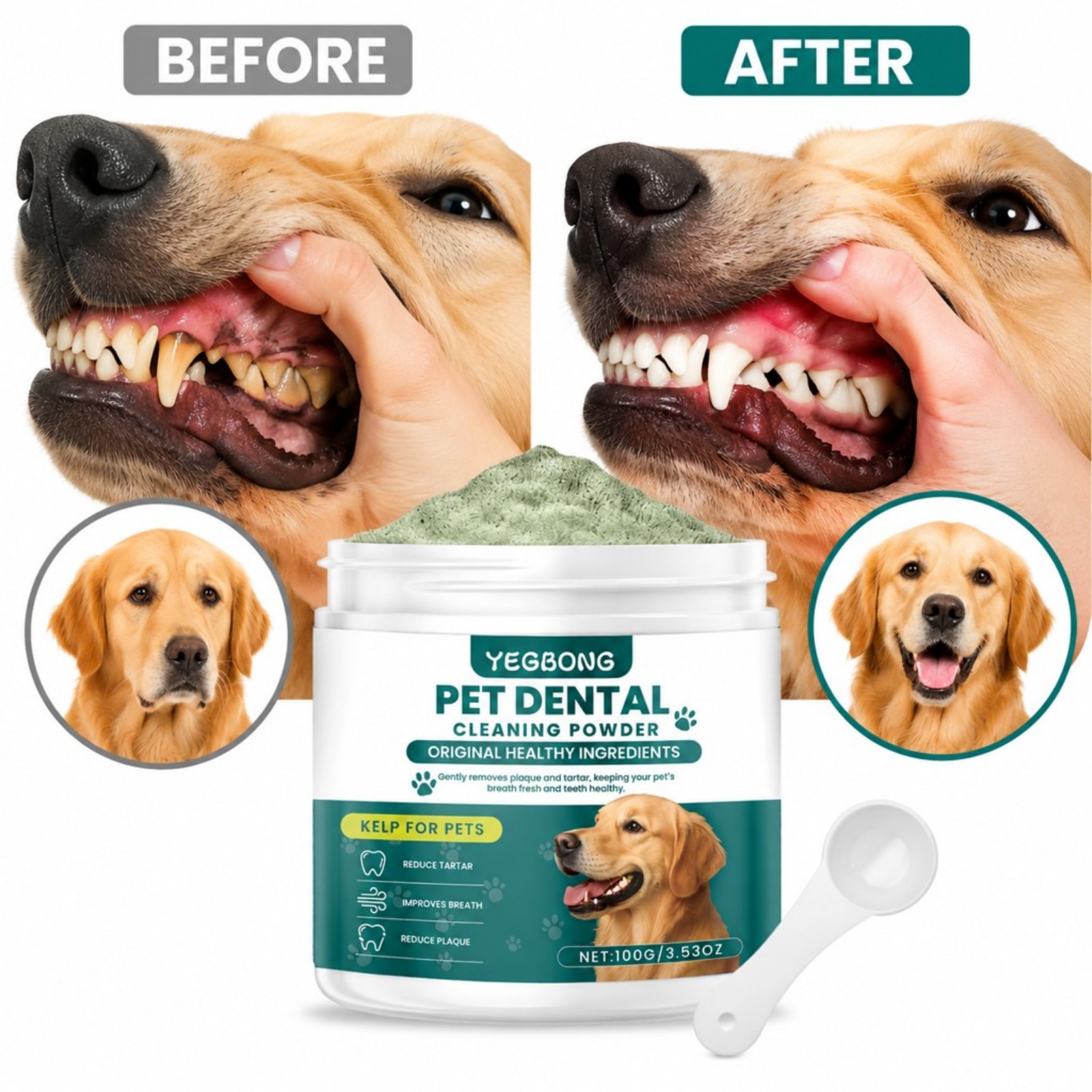 犬用歯磨きパウダー ベーキングソーダ配合 口腔ケア 口臭予防 - Teeth Whitening Mouthwash のレビューと価格