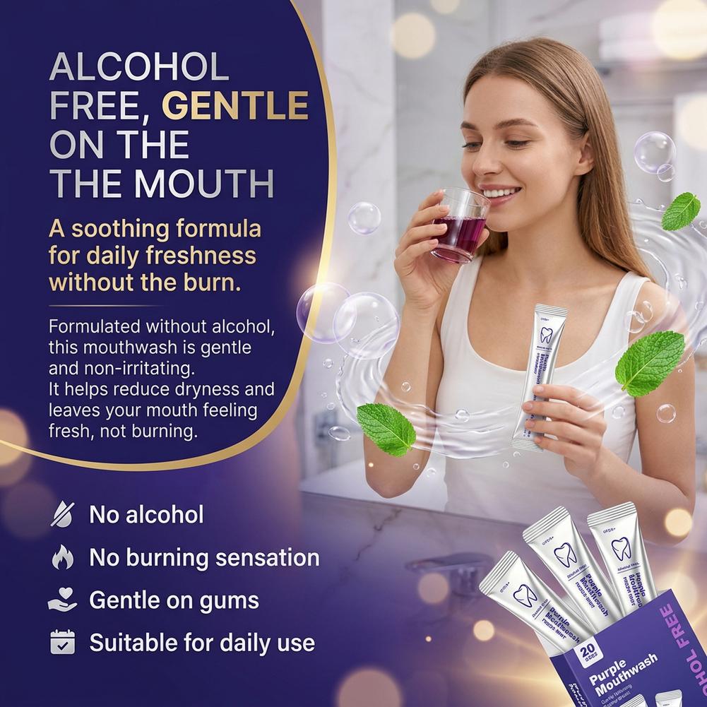 紫色のマウスウォッシュ。歯のクリーニング、口腔洗浄、毎日の口 - Teeth Whitening Mouthwash のレビューと価格