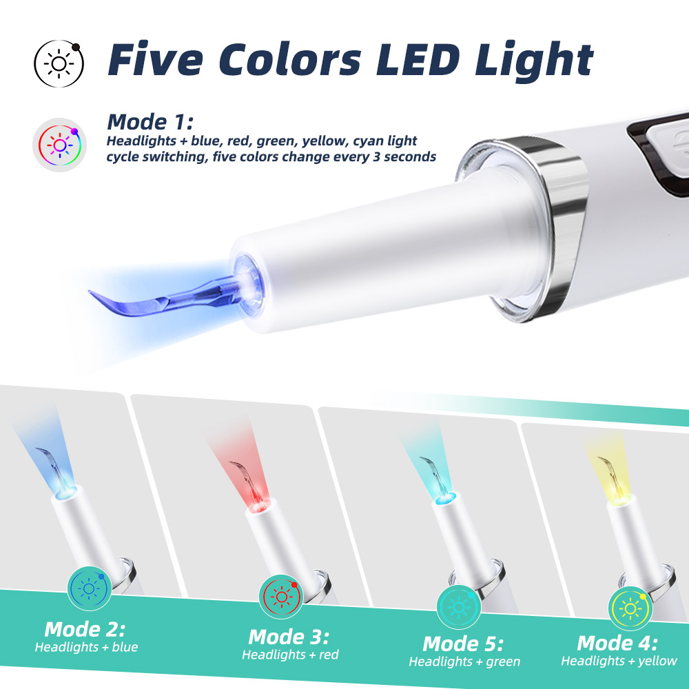 5 LED ライト超音波歯クリーナー 9 レベル歯科スケーラ - Teeth Whitening Mouthwash のレビューと価格
